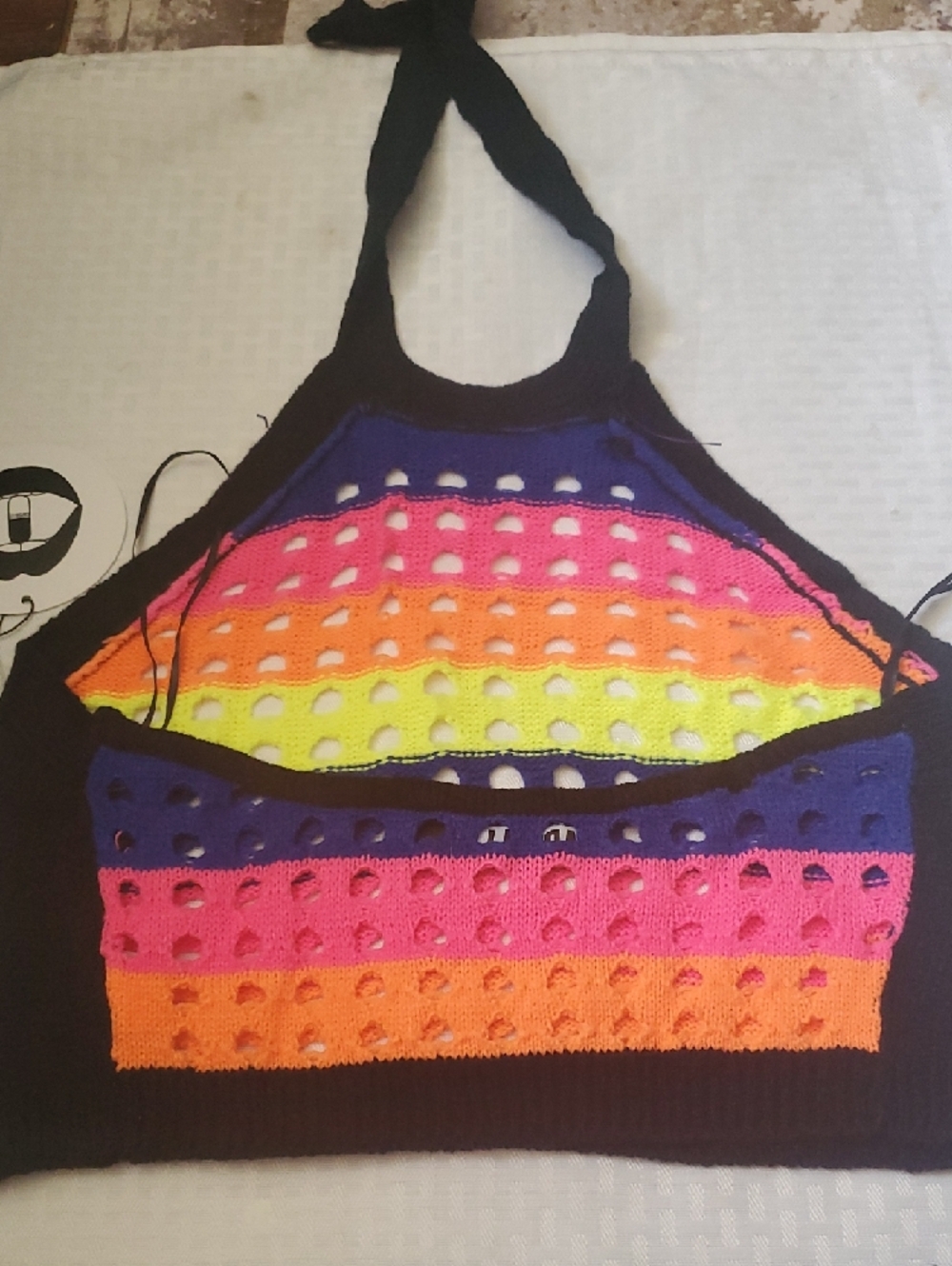 Capsulle Bright Crochet Stripe Crop Top Set - Picture 9 of 10
